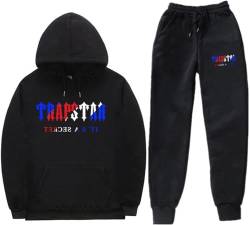 XUEQINGDE Trapstar London Tracksuit für Herren Y2K Jogginganzug Trapstar Pullover Hooded Jacket & Trousers mit Allmähliche Veränderung Monogramm Reine-Farbe Sportkleidung von XUEQINGDE