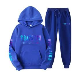 XUEQINGDE Trapstar London Tracksuit für Herren Y2K Jogginganzug Trapstar Pullover Hooded Jacket & Trousers mit Allmähliche Veränderung Monogramm Reine-Farbe Sportkleidung von XUEQINGDE