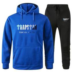 XUEQINGDE Trapstar London Tracksuit für Herren Y2K Jogginganzug Trapstar Pullover Hooded Jacket & Trousers mit Allmähliche Veränderung Monogramm Reine-Farbe Sportkleidung von XUEQINGDE