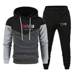 XUEQINGDE Trapstar Patchwork-Trainingsanzug für Herren Y2K Jogginganzug Trapstar Pullover Hooded Jacket & Trousers mit Allmähliche Veränderung Monogramm Reine-Farbe Sportkleidung von XUEQINGDE