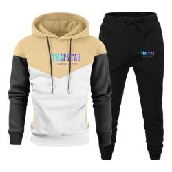 XUEQINGDE Trapstar Patchwork-Trainingsanzug für Herren Y2K Jogginganzug Trapstar Pullover Hooded Jacket & Trousers mit Allmähliche Veränderung Monogramm Reine-Farbe Sportkleidung von XUEQINGDE