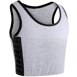 XUJI Tomboy Tanktop für Damen, atmungsaktiv, Baumwolle, elastisches Band, Farben, Größe M - 6XL, grau, Klein von XUJI