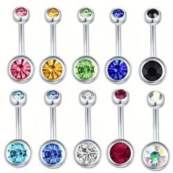 XUJLRL 10stk Bauchnabelpiercing Titan Bauchnabelpiercing Nabel Ringe Acryl Chirurgenstahl Kristallkugel Zirkonia Frau Mann Geschenk Schmuck von XUJLRL