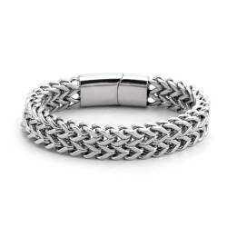 XUJLRL Herren Armband Edelstahl Armbänder Panzerkette -Edelstahl Magnetschnalle Verlängerungsschnalle(20CM) von XUJLRL