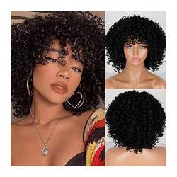 Perücken Afro Bomb Curly Perücken for schwarze Frauen, kurze Afro Kinky Curly Perücke mit Pony, 30,5 cm, synthetische, hitzebeständige, voll gelockte Perücke Perücke fasching (Color : 003, Size : 12 von XUJUAN-0227