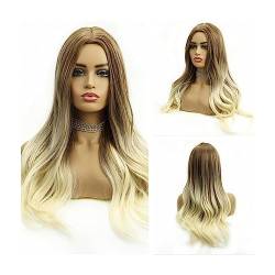 Perücken Perücke, Cosplay, hitzebeständige Faser-Perücken, lange braune Ombre-Synthetik-Perücken for Frauen, natürliches Haar, gewellte Perücken, mittlerer Teil, weibliche Perücke Perücke fasching (C von XUJUAN-0227