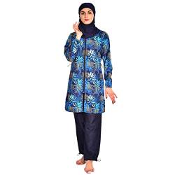 XUNGHO Modest Reißverschluss Badebekleidung für Damen Muslimischer 3-teiliger Surfanzug Langarm Badeanzug Burkini Sonnenschutz Badeanzug von XUNGHO