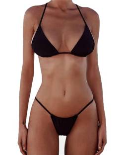 XUNYU Damen Bikini-Satz-Verband fest brasilianische bademode Zwei stücke zu gepolsterte Thong Badeanzug klein Bikini-Set schwarz von XUNYU