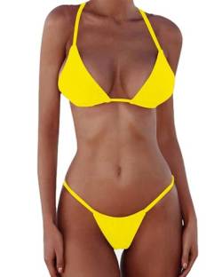 XUNYU Damen bikini-satz-verband fest brasilianische bademode zwei stücke zu gepolsterte thong badeanzug klein bikini eingestellt gelb von XUNYU