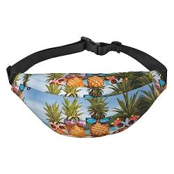 Bauchtasche, Umhängetasche, Gürteltasche für Reisen, Laufen, für Männer und Frauen, Boot in der Dämmerung, Ananas Fruit Sonnenbrille Sand Beach, Einheitsgröße, Lässiger Tagesrucksack von XVBCDFG