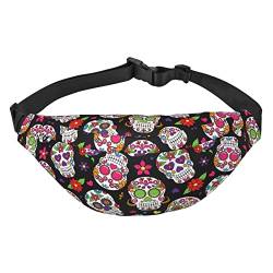 Bauchtasche Hüfttasche Tag der Toten Sugar Skull Casual Verstellbare Hüfttasche für Männer Frauen Crossbody Tasche Gürteltasche Sport, totenkopf, Einheitsgröße, Lässiger Tagesrucksack von XVBCDFG