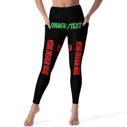 Benutzerdefinierte Leggings mit Taschen für Frauen Workout Personalisierte Yogahosen mit Ihrem Bild Gestalten Sie Ihr eigenes Legging Geschenk, Yogahose Black-style S, S von XVBCDFG