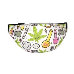 Green Weed Marihuana Kawaii Cannabis Pattern Fanny Pack for Women Man, Adjustable Casual Waist Belt Bag Crossbody for Sports Travel Hiking Running Jogging, Siehe Abbildung, Einheitsgröße, Lässiger von XVBCDFG