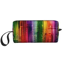 Rainbow City Kosmetiktasche für Damen, tragbare Make-up-Tasche, Reise-Aufbewahrungstasche, für den täglichen Gebrauch, große Kapazität, Kulturbeutel, Siehe Abbildung, Einheitsgröße, Taschen-Organizer von XVBCDFG