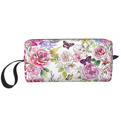 Vögel Make-up Tasche Kleine Kosmetik Kulturbeutel Weiß Geldbörse Beutel Reise Lagerung Zubehör, Blume Blumen Schmetterling Empfang Tasche, Einheitsgröße, Taschen-Organizer von XVBCDFG