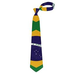 XVBCDFG Herren Jungen Krawatte Krawatten Gewebte Krawatte Neuheit Krawatten Business Formale Krawatten, Brasilien-Flagge, Grün, One size von XVBCDFG
