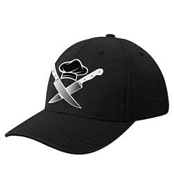XVBCDFG Kochmütze Messer Druck Verstellbare Baseball Kappe Sonnenblende Papa Sport Hut für Männer Frauen Trendy, Schwarz, One size von XVBCDFG