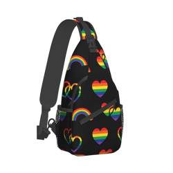 XVBCDFG Lgbt Rainbow Pride Hearts Retro Space Pattern Sling Shoulder Crossbody Bag Chest Bags for Men Women Crossbody Backpack Daypack, siehe abbildung, Einheitsgröße von XVBCDFG