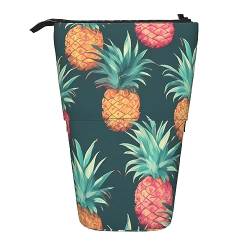 XVBCDFG Teleskop Federmäppchen Erdbeere Stand Up Bleistift Tasche Tragbare Bleistift Tasche Pop Up Bleistift Halter Make-up Tasche für Urlaub Geschenk, Sommer Ananas, Einheitsgröße, Federmäppchen von XVBCDFG