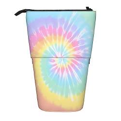 XVBCDFG Tie Dye Federmäppchen Stand Up Bleistift Tasche Niedlich Teleskop Bleistift Halter Fall Make-up Tasche für Büro, siehe abbildung, Einheitsgröße, Federmäppchen von XVBCDFG