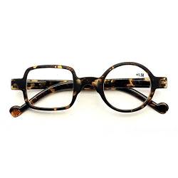 XWGlory Brillen Für ältere Retro Leopard Asymmetrische Runde Quadratische Lesebrille Frauen Männer Presbyopie von XWGlory