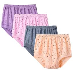 XWSM 4PCS Senioren Damen Unterwäsche 100% Baumwolle Slips Lose Höschen Shorts Mittlere Ältere Frauen Unterhosen Alltagsunterhosen Panty (Color : 4pcs, Size : XL/X-Large) von XWSM