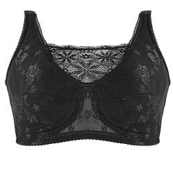 XWSM Baumwoll Mastektomie BH Bandeau BHS for Frauen Nach Chirurgischen Eingriffen Bralettes Röhrenoberteil Mit Prothesentaschen Sportunterwäsche for Die Stillzeit (Color : Black, Size : 48/110D) von XWSM