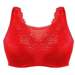 XWSM Chirurgischer Mastektomie BH Mit Taschen Alltags-Sport-BH Büstenhalter Nach Einer Brustoperation Kompressionsunterstützung Stillspitze Bandeau-Oberteil (Color : Red, Size : 44/100B) von XWSM