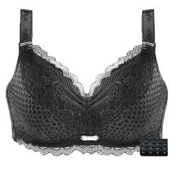 XWSM Dünne Mastektomie BHS Plus Size Dessous Mit Taschen Bralette Top for Frauen Nach Der Operation Spitzen Silikon Brustprothesen Unterhemd (Color : Black, Size : 90/40B) von XWSM