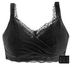 XWSM Mastektomie BH Spitze Mittlere Ältere Frauen Bralettes Büstenhalter Unterwäsche Mit Taschen for Brustformen Prothese Drahtlose Postoperative Sport BHS (Color : Black, Size : 42/95C) von XWSM