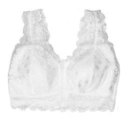 XWSM Post-OP-BH Frauen Mastektomie Spitzen-Büstenhalter Mit Taschenverschluss Vorne Sport BHS Kabelloser Büstenhalter Bandeau (Color : White, Size : XXXL/XXX-Large) von XWSM