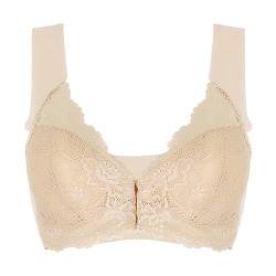 XWSM Weicher Mastektomie-BH Mit Frontverschluss Nach Operationen Still-BHS Brasieres Büstenhalter Kabellos Nahtlos Bralette Spitze Große Körbchen Dessous-Oberteil (Color : Beige, Size : 85E) von XWSM