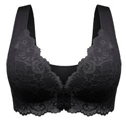 XWSM Weicher Mastektomie-BH Mit Frontverschluss Nach Operationen Still-BHS Brasieres Büstenhalter Kabellos Nahtlos Bralette Spitze Große Körbchen Dessous-Oberteil (Color : Black, Size : 95B) von XWSM