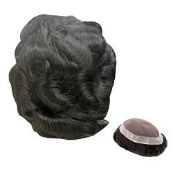 Haarteile für Männer Fine Mono NPU Base Herren-Toupet Indisches Haarersatzsystem 110-130% Dichte Langlebiges gewelltes Echthaar-Toupet-Haarteil for Männer Echthaar Toupet für Männer (Color : Wave To von XXAD553TY