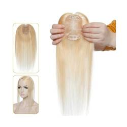 Haartopper für Frauen Echthaar-Topper for Frauen, 6 x 9 cm, handgebundene Haar-Topper mit Seidenbasis, 110% indisches Haar, glattes, natürliches Haarteil, Clip-in-Haarverlängerung Haarteil (Size : 1 von XXAD553TY