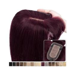 Haartopper für Frauen Echthaar-Topper mit Pony, 15,2–45,7 cm, glattes Haar, 7 x 12,5 cm, Seidenbasis-Topper mit 3 Clips for Frauen mit dünner werdendem Haar und Haarausfall Haarteil (Size : 14 inches von XXAD553TY