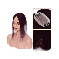 Haartopper für Frauen Haar-Topper aus echtem Menschenhaar, 6 x 9 cm, Mittelteil, Seidenbasis, Damen-Topper, Clip-in-Haarverlängerung, glattes Haarteil for Haarausfall, dünner werdendes Haar Haarteil ( von XXAD553TY