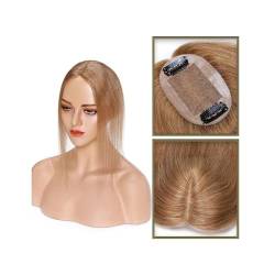 Haartopper für Frauen Haar-Topper aus echtem Menschenhaar, 6 x 9 cm, Mittelteil, Seidenbasis, Damen-Topper, Clip-in-Haarverlängerung, glattes Haarteil for Haarausfall, dünner werdendes Haar Haarteil ( von XXAD553TY