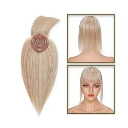 Haartopper für Frauen Haaraufsätze for Frauen mit dünner werdendem Haar, 10–20 Zoll glatter Echthaaraufsatz mit Pony, 150% Dichte, 8,5 x 8,5 cm Seidenbasis, Clip-in-Topper-Haarteile Haarteil (Size : von XXAD553TY