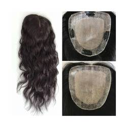 Haartopper für Frauen Wasserwellen-Echthaar-Topper, 15 x 16 cm, Seidenbasis-Topper mit 2 cm PU, ca. 20,3–55,9 cm, europäischer Remy-Haar-Topper, gewellt, for Frauen mit dünner werdendem Haar Haarteil von XXAD553TY