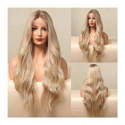 Perücke Damen Mittlerer Teil, hitzebeständig, Cosplay-Haar-Perücken for Frauen, lange gewellte synthetische Lace-Front-Perücken, Platinblond Perücken (Color : BL66050-1) von XXAD553TY