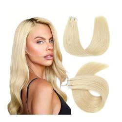 Tape Extension Echthaar Echthaar-Blondine-Tape-in-Extensions, 613 Bleach Blonde Remy-Haarverlängerung, Tape-in-Extensions aus echtem Echthaar, 16–26 Zoll, nahtlos, glattes Naturhaar Remy Tape in Exten von XXAD553TY