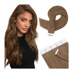 Tape Extension Echthaar Tape-in-Haarverlängerungen, Echthaar, 6#, mittelbraun, 35,6–66 cm, Tape-in-Haarverlängerungen, gerade, nahtlos, natürlich, unsichtbar, Tape-in-Haarverlängerungen, echtes mensch von XXAD553TY