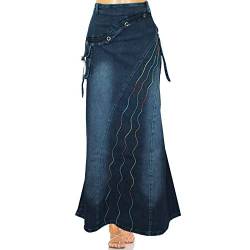 XXYT Casual Jeansröcke Damen Jeansrock Sommer Lose Hohe Taille Bodenlanger Denim Maxi Langer Rock Für Damen Jeansrock,d Blau A,XL von XXYT