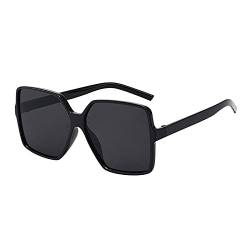 XXblack Sonnenbrille, Vintage Oversized Damen Herren Sonnenbrille UV400 Schwarz Sonnenbrille Damen Große Gläser Eckig, Retro Sunglasses Fahrradbrille Sportbrille(Black,Einheitsgröße) von XXblack