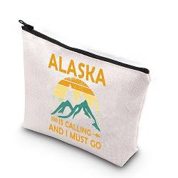 XYANFA Alaska is Calling And I Must Go Alaska Cruise Make-up-Tasche, Alaska, Reise-Souvenirs, Geschenk, passendes Kreuzfahrt-Geschenk, Alaska, Urlaub, Reißverschlusstasche, ALASKA RUFT, modisch von XYANFA