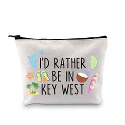 XYANFA Key West Geschenk Make-up-Tasche Key West Reisetasche Key West Souvenirs Geschenk Reisegeschenk Key West Liebhaber Reißverschlusstasche I'd Rather Be In Key West, Lieber in Key West, modisch von XYANFA