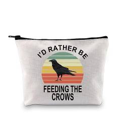 XYANFA Kosmetiktasche mit Reißverschluss, Motiv "I'd Rather Be Feeding The Crow", Schwarz, Statt die Krähen zu füttern, modisch von XYANFA