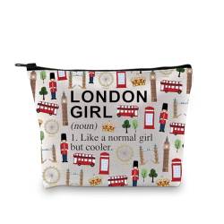 XYANFA London Gifts For Girl London Make-up-Tasche London Reisetasche London Reise Urlaub Geschenk London England Souvenirs Geschenk London Reißverschluss Beutel, LONDON GIRL (Substantiv), modisch von XYANFA