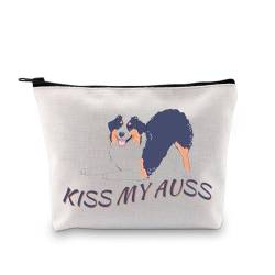 XYANFA Lustige Kosmetiktasche für aussie-Hundeliebhaber, Mini-Aussie-Hunde-Geschenk, Kosmetiktasche, Reisetasche, Reißverschlusstasche, Kiss My Auss, modisch von XYANFA